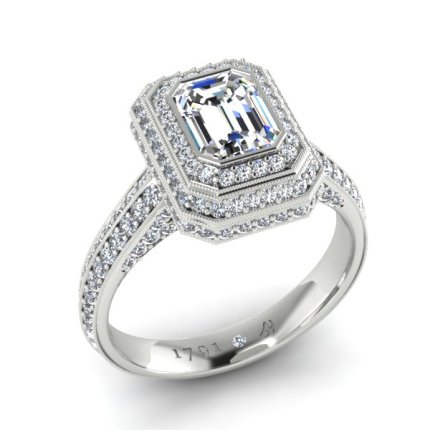 AH Thompson Emerald Diamond Ring in 18kt White Gold AU - Main View